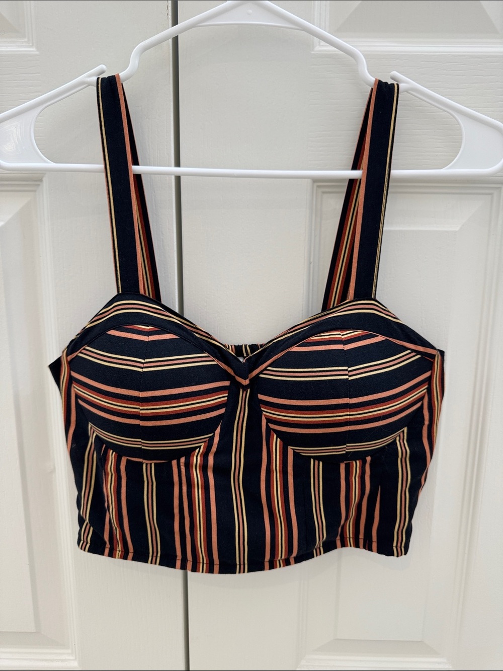 Xhilaration Black & Orange Crop Bustier Top